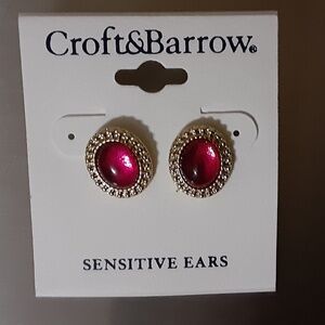 Croft & Barrow Sensitive Ears Pink & Gold Round Earrings